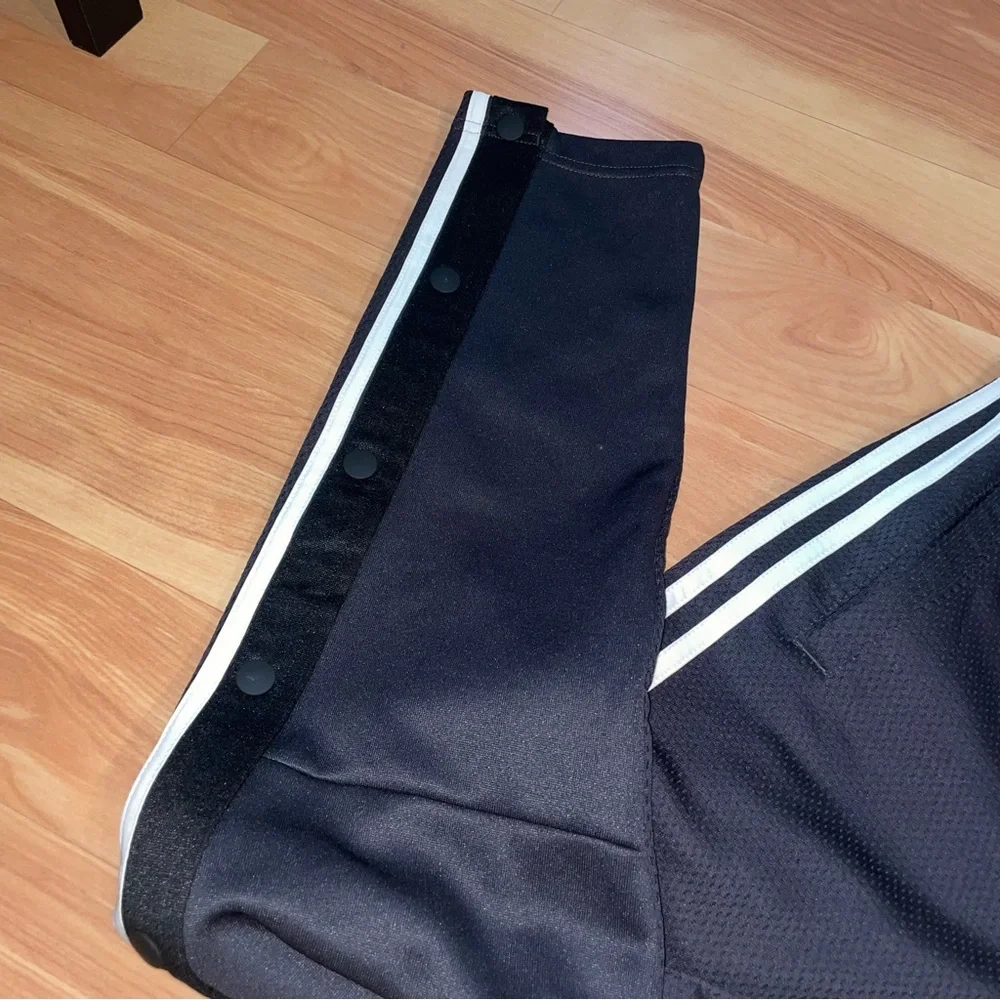 Adidas Carbon Gray  Track Snap Stripe Pants Size Small Streetwear Y2K 90s Retro